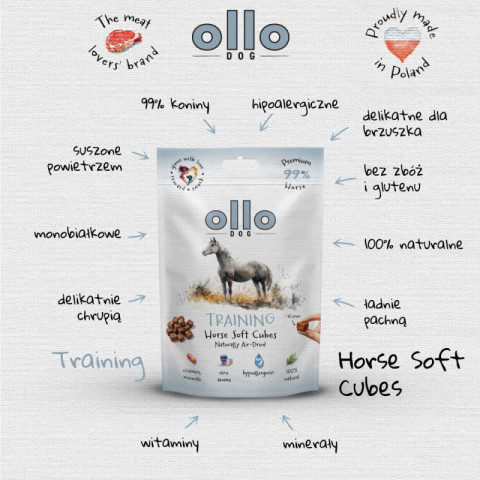 OLLO Air Dried Training Horse Cubes - pamlsek pro psa - 80g - Fotogalerie 4
