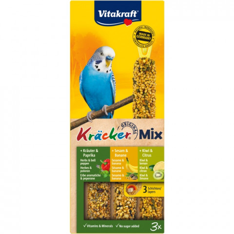 VITAKRAFT Kräcker Mix Banana, kiwi, pepper - pamlsky pro andulku - 3 ks. - Fotogalerie 1