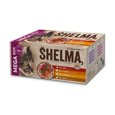 SHELMA with chicken, beef, duck and turkey - mokré krmivo pro kočky - 40x85g - Fotogalerie 1