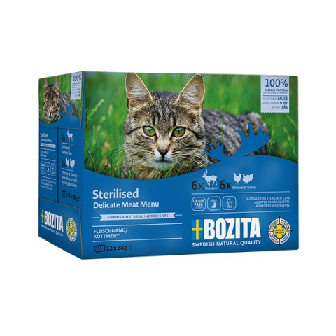 BOZITA Sterilised Meat menu Box - mokré krmivo pro kočky - 12x85g - Fotogalerie 1
