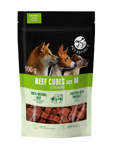 PETREPUBLIC Beef cubes M - pamlsek pro psa - 100g - Fotogalerie 1