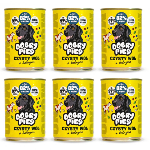 DOBRY PIES Mono Čistý vůl + kolagen – vlhké krmivo pro psa – 6x400g - Fotogalerie 1