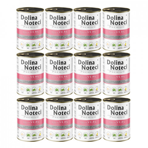 DOLINA NOTECI Premium Bohatá na telecí s hráškem – mokré krmivo pro psy – 12×400 g - Fotogalerie 1
