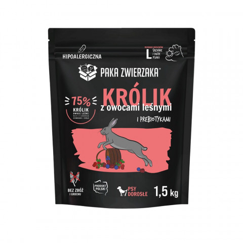 PAKA ZWIERZAKA Králík s lesními plody L – suché krmivo pro psy – 1,5kg - Fotogalerie 1