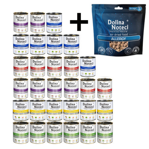 DOLINA NOTECI MIX CHUTÍ – mokré krmivo pro psy – 30x800g + pamlsek pro psy Training Treats Allergy 130g - Fotogalerie 1