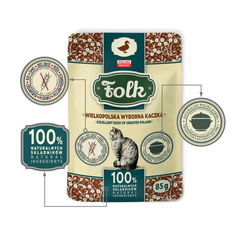 FOLK Excelent duck of Greater Poland - mokré krmivo pro kočky - 85g - Fotogalerie 4