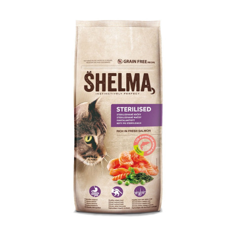 SHELMA Sterilised Salmon - suché krmivo pro kočky - 8kg - Fotogalerie 1