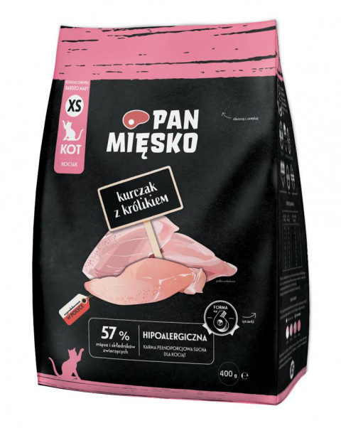 PAN MIĘSKO Chicken with rabbit for kittens - suché krmivo pro kočky - 400g - Fotogalerie 1