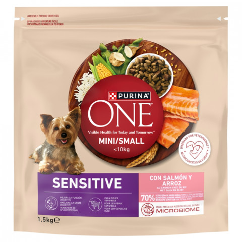 PURINA One Sensitive Mini/Small Salmon with rice - suché krmivo pro psy - 1,5kg - Fotogalerie 1