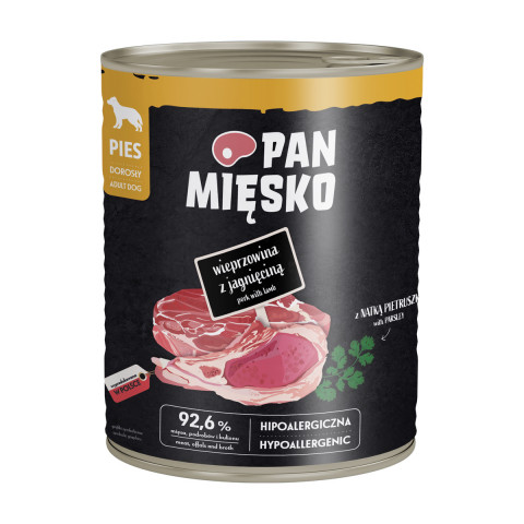 PAN MIĘSKO Pork with lamb - vlhké krmivo pro psy - 800g - Fotogalerie 1