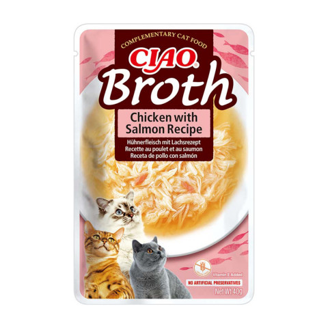 INABA Ciao Broth with chicken, salmon and tuna - pamlsek pro kočky - 24x40g - Fotogalerie 5