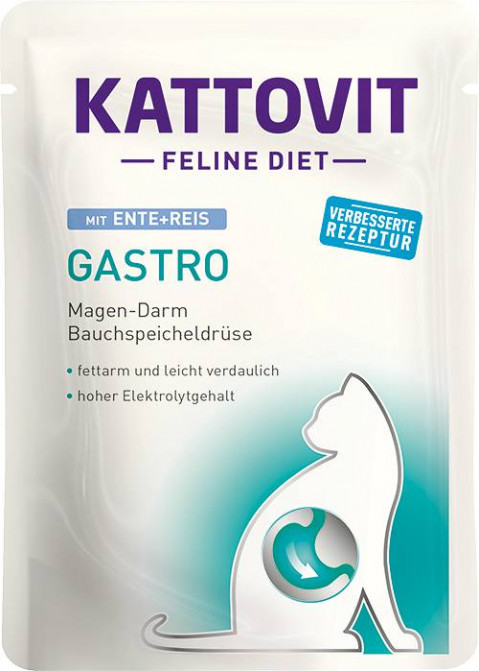 KATTOVIT Feline Diet Gastro Duck with rice - mokré krmivo pro kočky - 85g - Fotogalerie 1