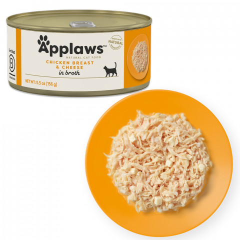 APPLAWS Chicken breast and cheese in broth - mokré krmivo pro kočky - 12x156g - Fotogalerie 4