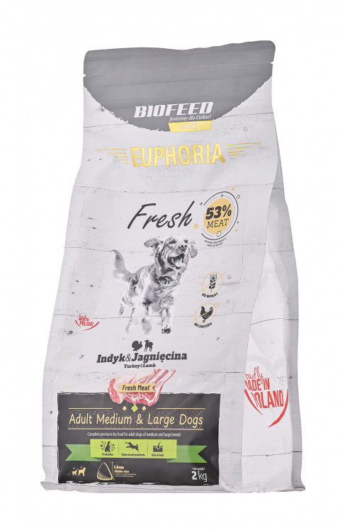 BIOFEED Euphoria Fresh Adult Medium & Large Turkey with lamb - suché krmivo pro psy - 2kg - Fotogalerie 3
