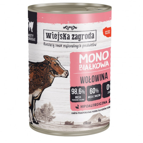 WIEJSKA ZAGRODA Monoprotein beef - mokré krmivo pro kočky - 400g - Fotogalerie 1
