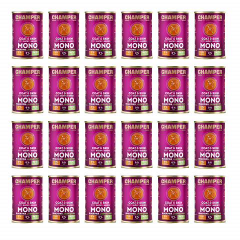 CHAMPER Coat & Skin monoproteinové jehněčí – mokré krmivo pro psa – 24×400 g - Fotogalerie 1