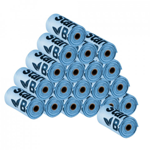 STARCHBAG Kompostovatelné BIO sáčky na exkrementy 20x15ks, světle modré - Fotogalerie 1