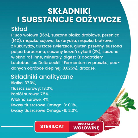 PURINA One Bifensis Sterilcat Beef - suché krmivo pro kočky - 800 g - Fotogalerie 3