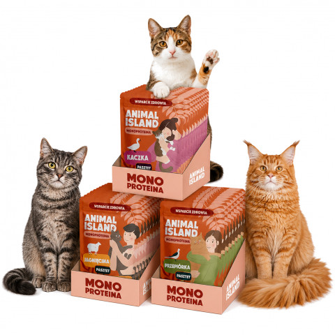 ANIMAL ISLAND Mono Mix 3 příchutí - mokré krmivo pro kočky - 30x100 g - Fotogalerie 1