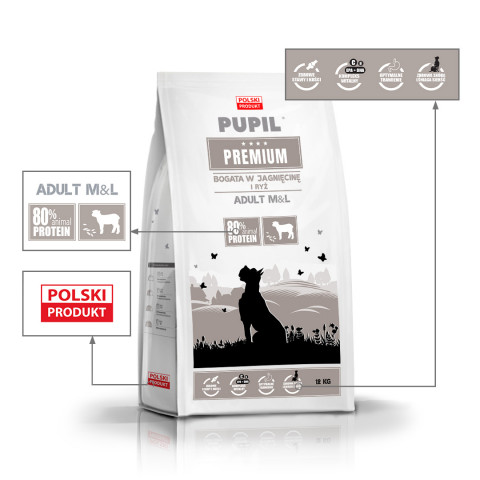 PUPIL Premium Medium and large breeds Rich in lamb and rice - suché krmivo pro psy - 12kg - Fotogalerie 4