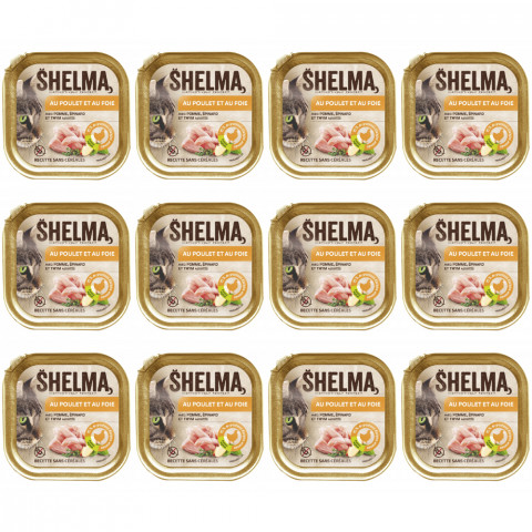 SHELMA Chicken and liver pate - mokré krmivo pro kočky - 12x100g - Fotogalerie 1