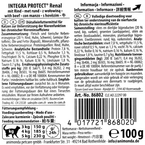 ANIMONDA Integra Protect Renal Beef - mokré krmivo pro kočky - 100g - Fotogalerie 2
