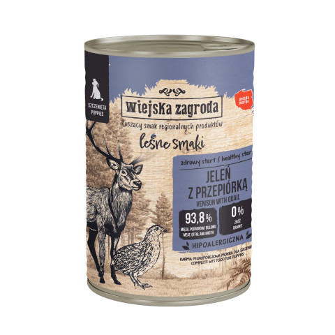 WIEJSKA ZAGRODA Forest Flavors Puppy Deer with quail - vlhké krmivo pro psy - 400g - Fotogalerie 1