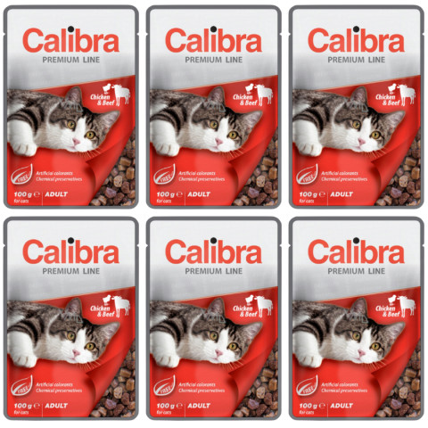 CALIBRA Cat Premium Adult Chicken & Beef - mokré krmivo pro kočky - 6x100g - Fotogalerie 1
