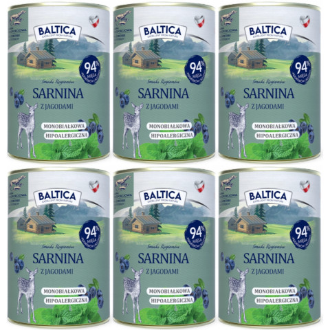 BALTICA Chutě regionů Mono Srnčí s borůvkami - mokré krmivo pro psy - 6x400g - Fotogalerie 1