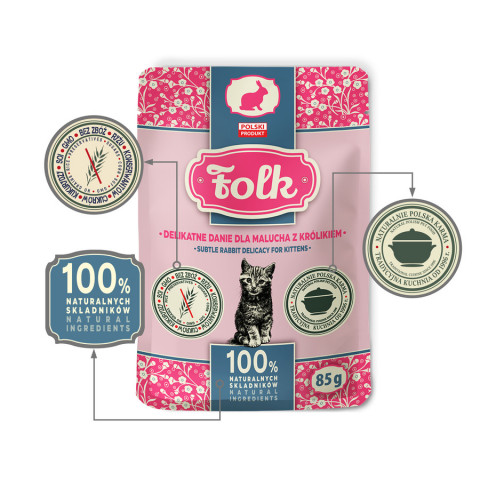 FOLK Kitten Subtle rabbit delicacy - mokré krmivo pro kočky - 85g - Fotogalerie 4