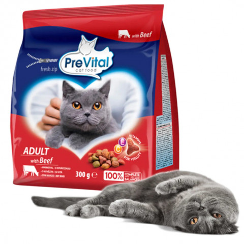 PREVITAL Adult Beef - suché krmivo pro kočky - 300g - Fotogalerie 8