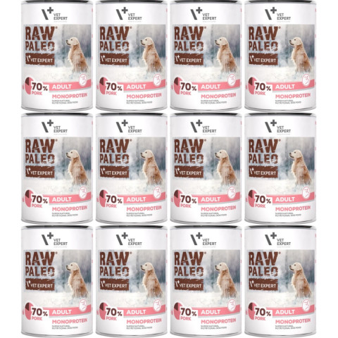 VETEXPERT Raw Paleo Adult Mono Vepřové - vlhké krmivo pro psy - 12x400g - Fotogalerie 1