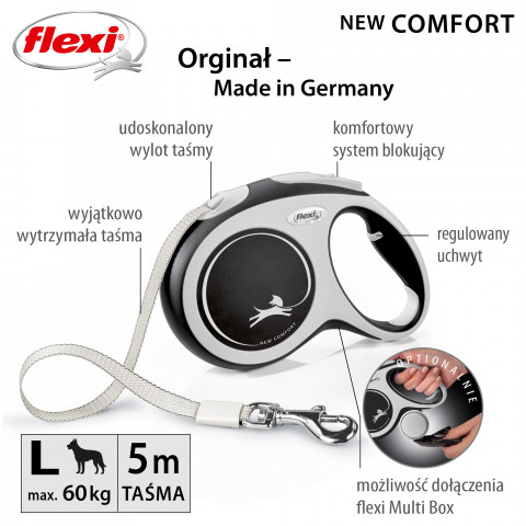 Flexi New COMFORT 8 m Černá, Šedá Pes Zatahovací vodítko - Fotogalerie 6