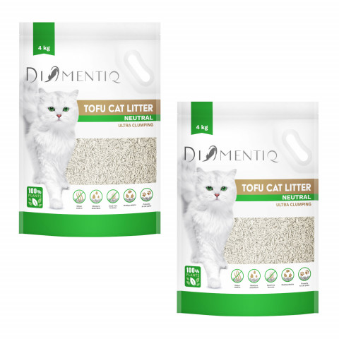 DIAMENTIQ Tofu Neutral Ultra hrudkující – rostlinné stelivo – 2×4 kg - Fotogalerie 1