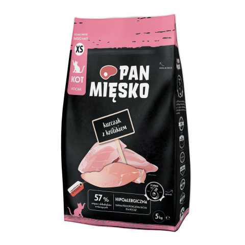 PAN MIĘSKO Kitten Chicken with rabbit XS - suché krmivo pro kočky - 5kg - Fotogalerie 1