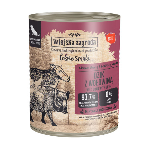 WIEJSKA ZAGRODA Forest Flavors Wild Boar with beef - vlhké krmivo pro psy - 800g - Fotogalerie 1