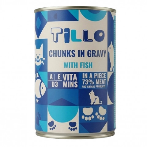 TILLO Chunks in gravy Fish - mokré krmivo pro kočky - 415g - Fotogalerie 1