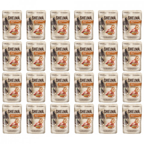 SHELMA Rich in turkey in sauce - mokré krmivo pro kočky - 24x85g - Fotogalerie 1
