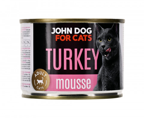JOHN DOG For cats Mousse Turkey - mokré krmivo pro kočky - 200g - Fotogalerie 2