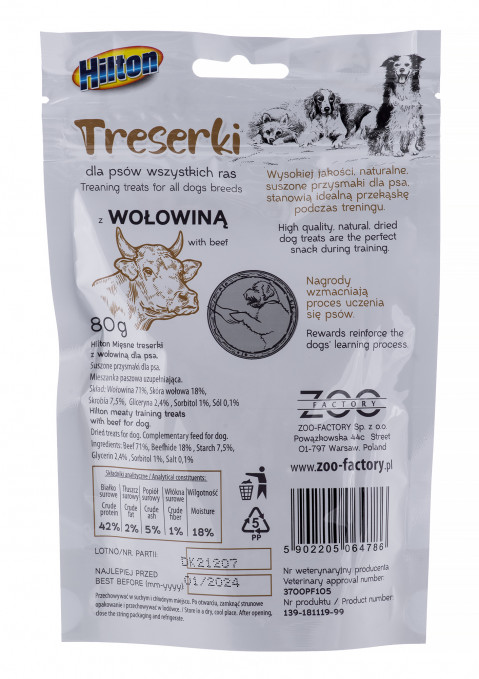 HILTON Treaning treats Beef - pochoutka pro psy - 80g - Fotogalerie 3