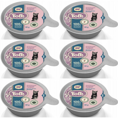 FOLK Kitten Jemný pokrm pro kotě z jehněčího masa – mokré krmivo pro koťata – 6x85g - Fotogalerie 1