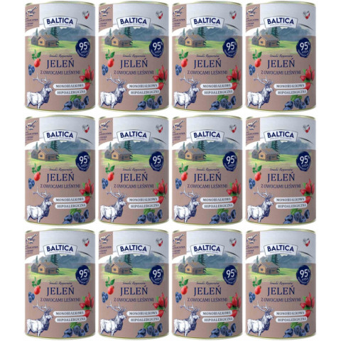 BALTICA Chutě regionů Mono Jelen s lesním ovocem - mokré krmivo pro psy - 12x400g - Fotogalerie 1