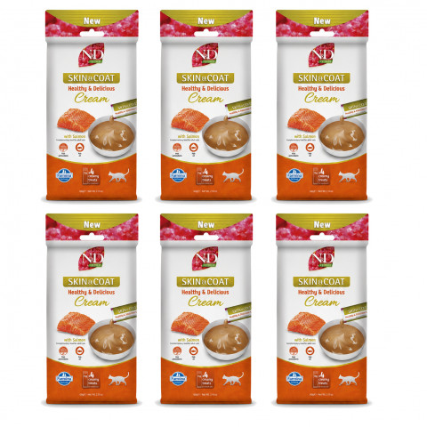 FARMINA N&D Quinoa Cat Skin & Coat Cream with Salmon box mono – pamlsek pro kočku – 6x(4x15g) - Fotogalerie 1
