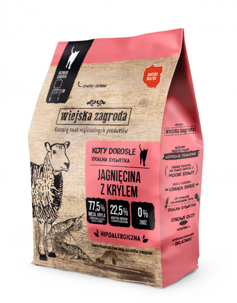 WIEJSKA ZAGRODA Lamb with krill - suché krmivo pro kočky - 400g - Fotogalerie 1