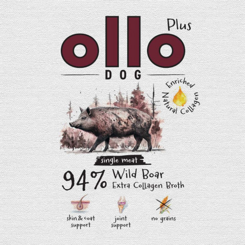OLLO Plus Collagen Mono Wild boar - vlhké krmivo pro psy - 800g - Fotogalerie 2