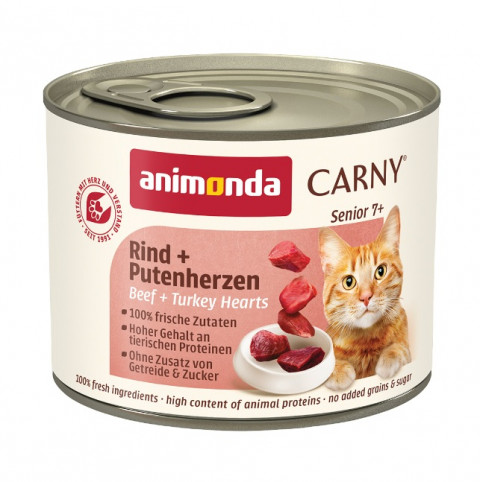 ANIMONDA Carny Senior Beef and turkey hearts - mokré krmivo pro kočky - 200g - Fotogalerie 1