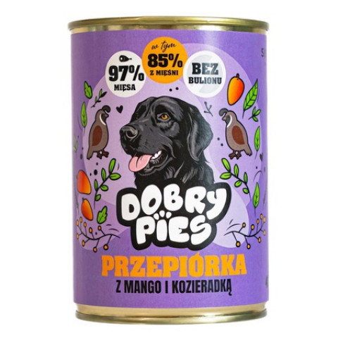 DOBRY PIES Quail with mango and fenugreek - vlhké krmivo pro psy - 24x400g - Fotogalerie 2