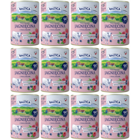 BALTICA Chutě regionů Mono Jehněčí s malinami - mokré krmivo pro psy - 12x400g - Fotogalerie 1