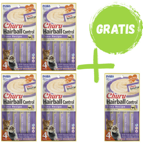 INABA Cat Churu Hairball Tuna - pamlsek pro kočky - 4x(4x14g) + GRATIS - Fotogalerie 1