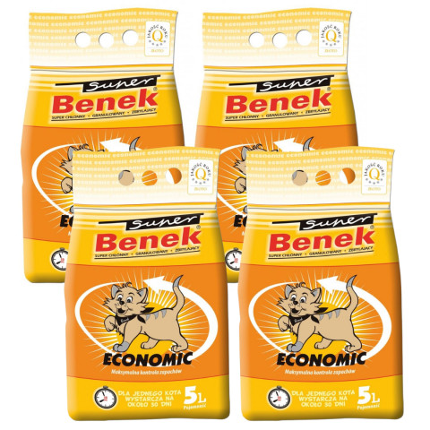 CERTECH Super Benek Economic – hrudkující stelivo pro kočky – 4x5l - Fotogalerie 1